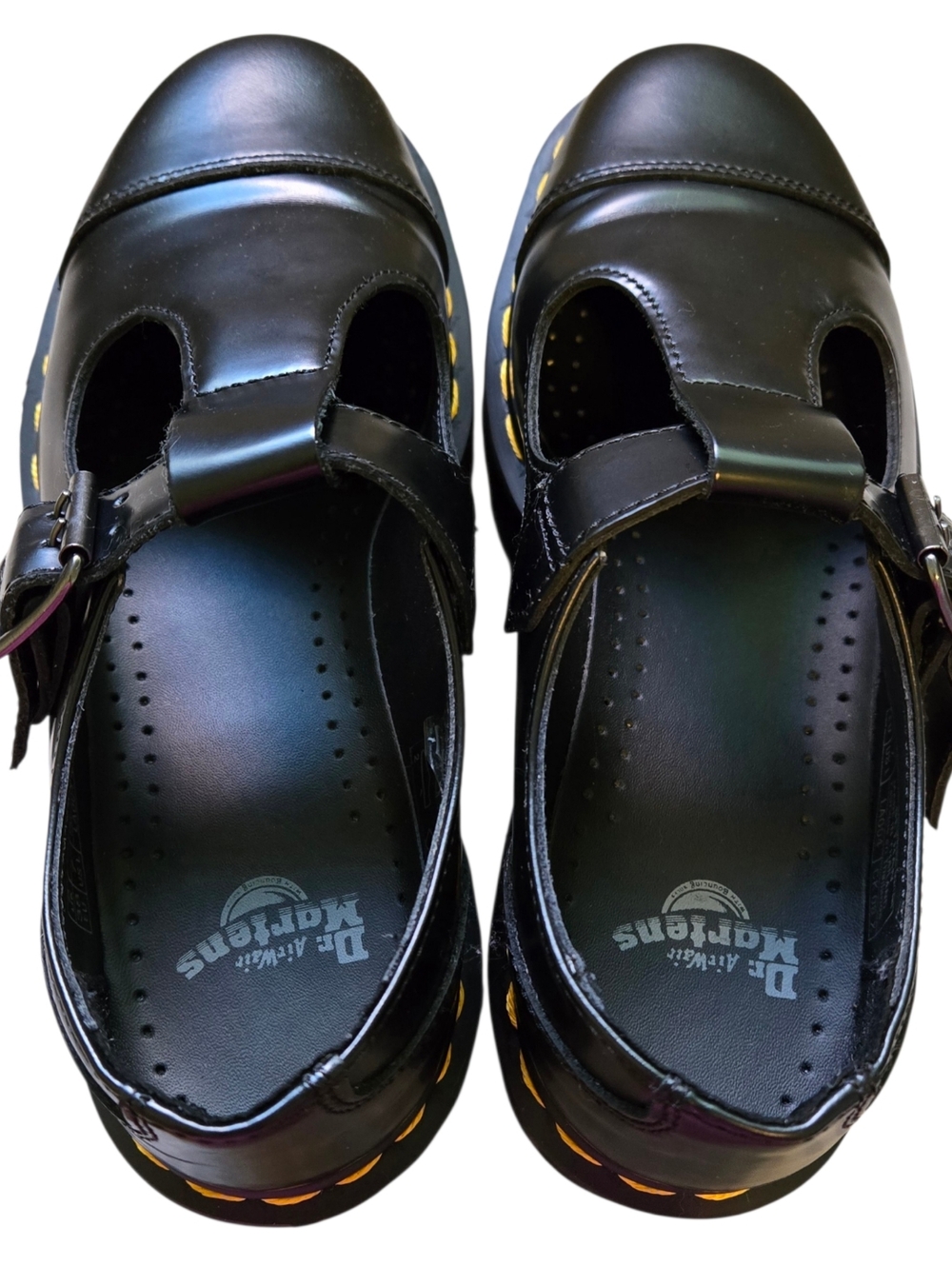 SOLD!! SOLD!! r. Martens Bethan Polished Smooth Leather Platform Mary Janes - Picture 9 of 11